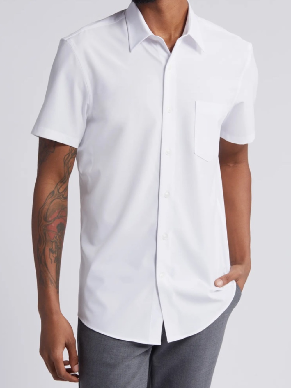 NWOT Nordstrom Men’s Performance Trim Short Sleeve Button Down Shirt White Large